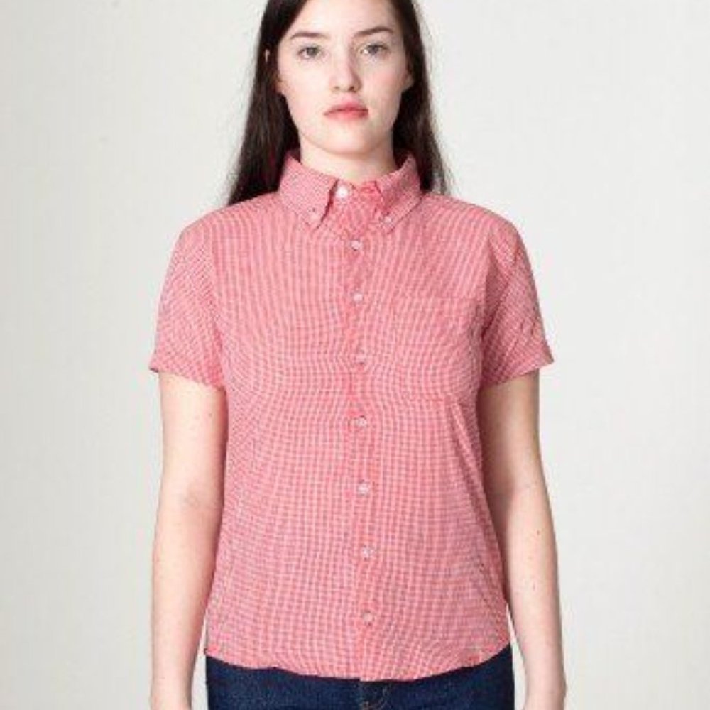 American Apparel red gingham button-up